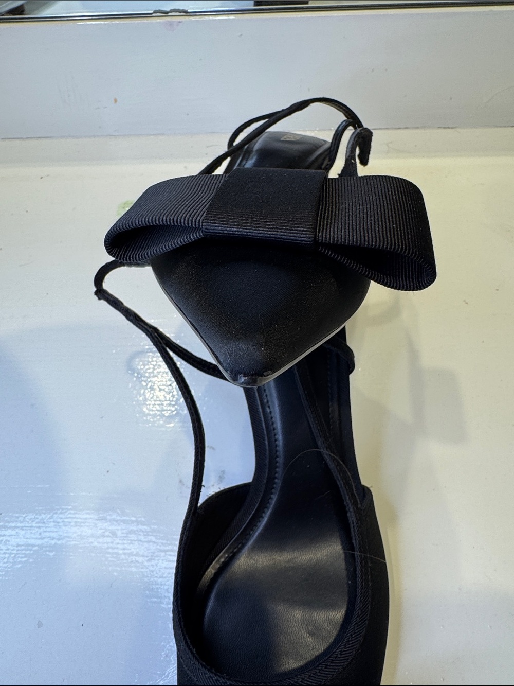 ZARA Black Bow Slingback Heels Pointed Toe - Size 8 EU 39 - Picture 7 of 8